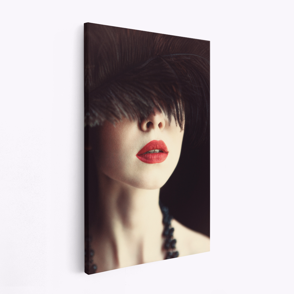 Stampe su tela - Lips and feather