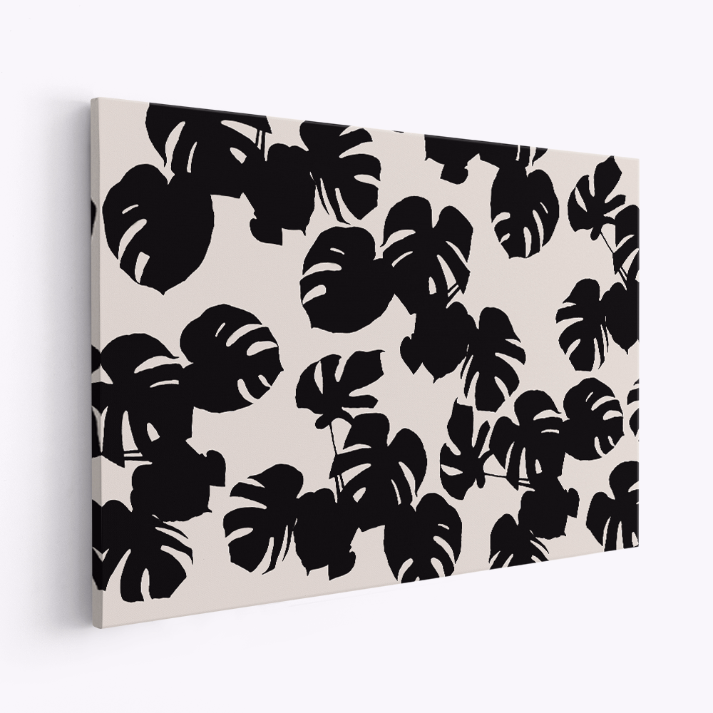 Stampe su tela - Monstera Leaves Black
