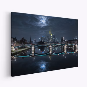 Stampe su tela - Frankfurt at Full Moon