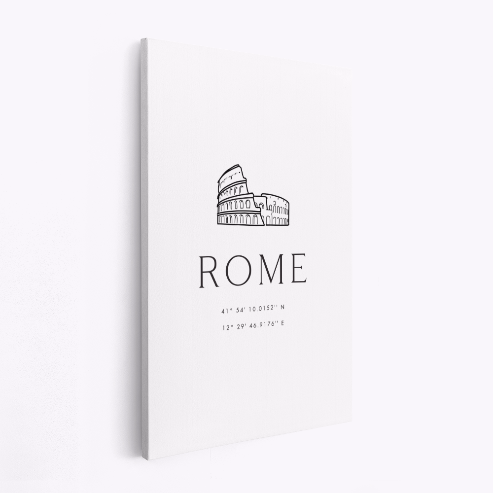 Stampe su tela - Rome coordinates with Colosseum sketch