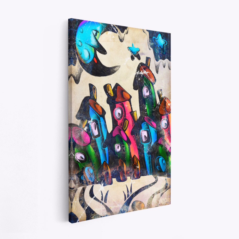 Stampe su tela - The moon is awake in the city