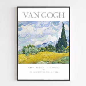 Poster - Wheat Field With Cypresses