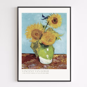 Poster - Vase With Three Sunflowers
