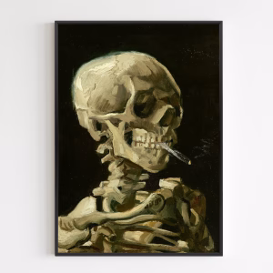 Poster - Head of a skeleton with a burning cigarette