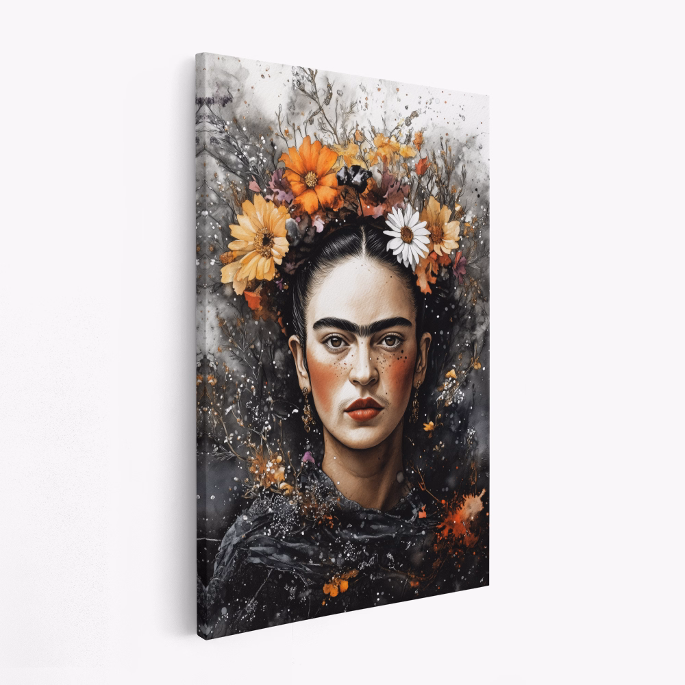 Stampe su tela - Frida portrait with flowers
