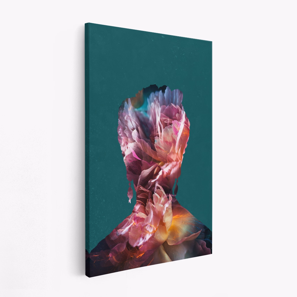 Stampe su tela - Frida floral silhouette portrait