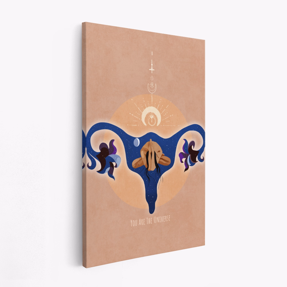 Stampe su tela - Spiritual, Feminine, Energy, Stars, Moon, Vulva, Meditation, Yoga, and Inspiration Poster Spir 1b